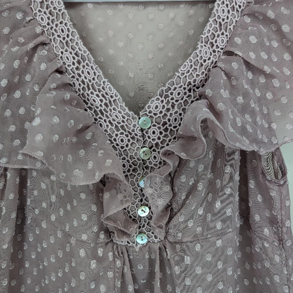 Vintage Daniel Rainn Y2K Purple Sheer Lace Butterfly Sleeve Women Small - Picture 6 of 10